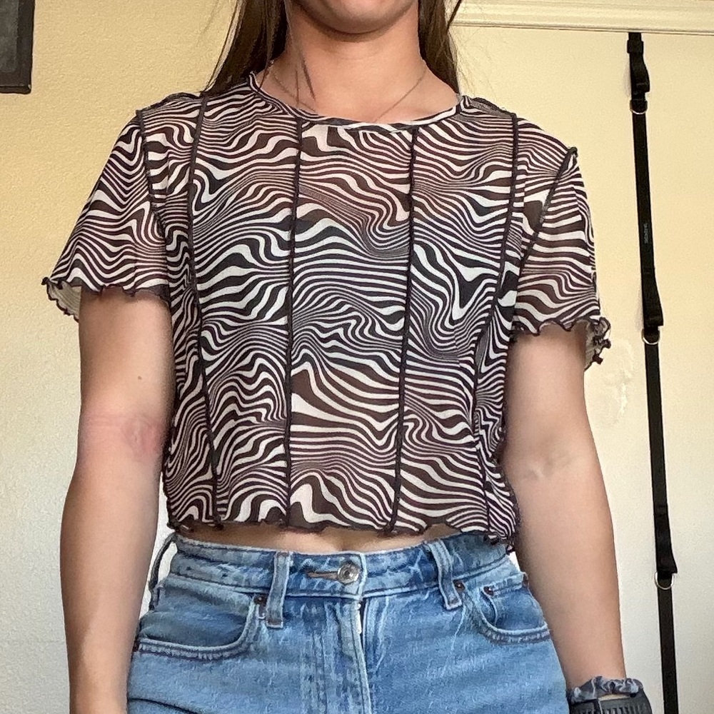 Psychedelic Print Women's Mesh Top